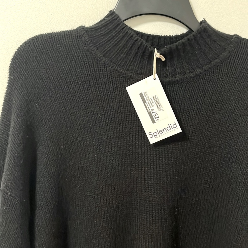 NWT SPLENDID - Riley Fringe Sweater - Black - Size Large - Picture 7 of 12